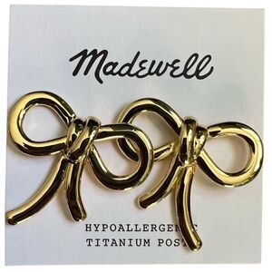 Madewell Large Gold Plated Bow Stud Earrings